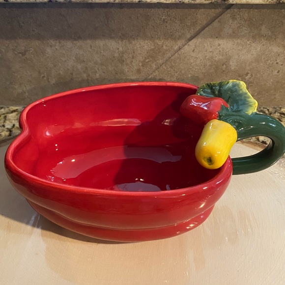 Red Chili Peppers Jalapeños Hot Salsa Chip Dip Serving 2 Bowl Dish Set Ceramic - Picture 15 of 16